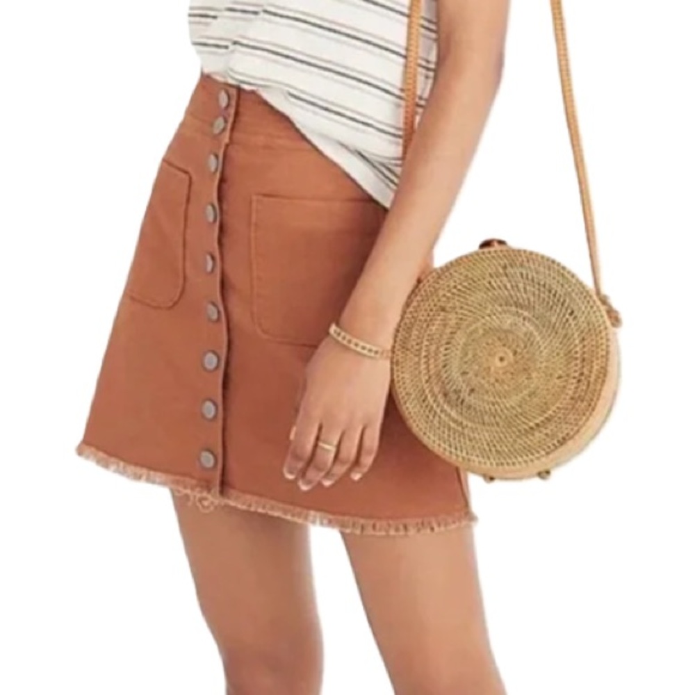 Madewell Button-Front Brown Mini Skirt